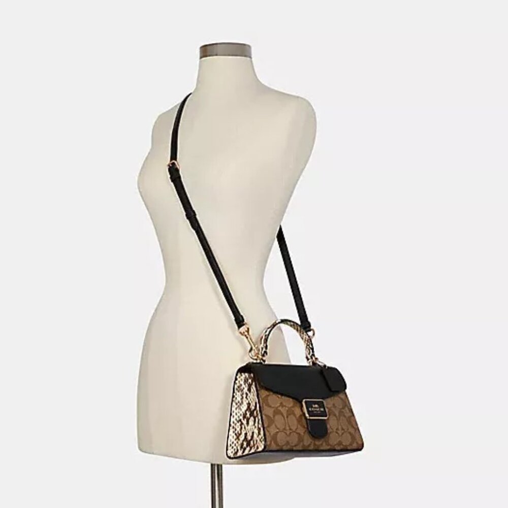 Coach Pepper Satchel in Signature Canvas (Black/Brown) No. C1325 - Picture 14 of 16